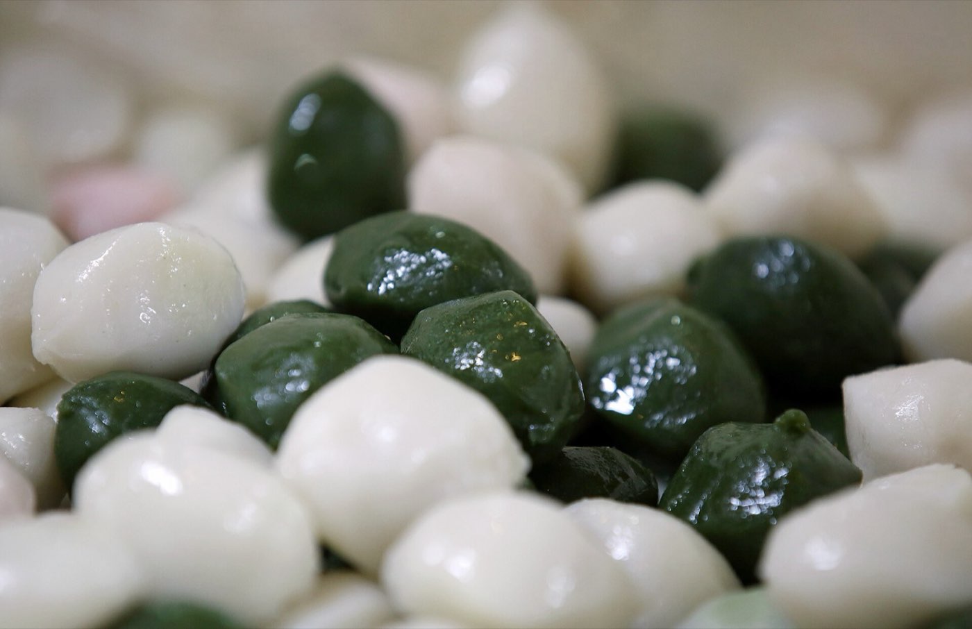 A plate of songpyeon, the half-moon rice cakes made for Chuseok