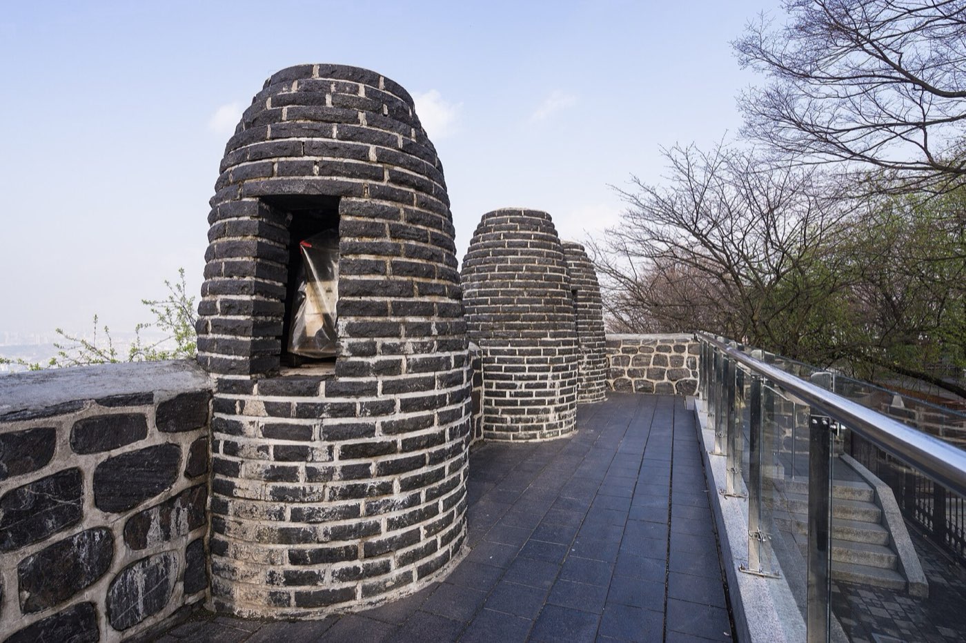 The stone beacon mounds on the summit of Namsan in Seoul