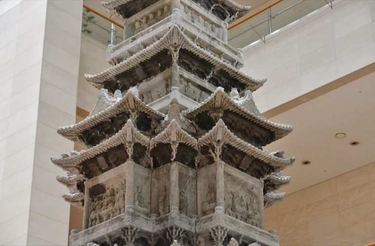 The ten-story marble pagoda from Gyeongcheonsa Temple inside the National Museum of Korea